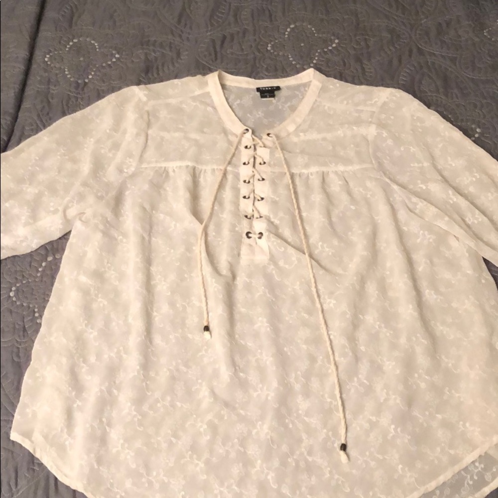 Delightfully sheer cream top!